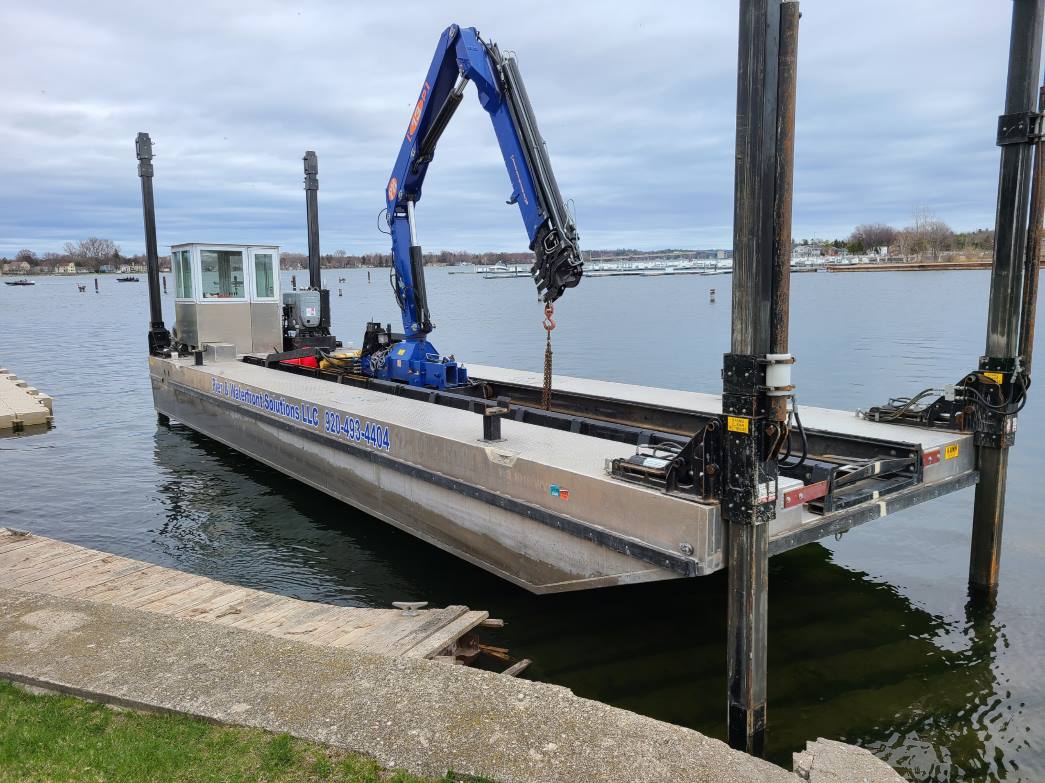 Small Barge for Dock Installs • Pier & Waterfront Solutions LLC
